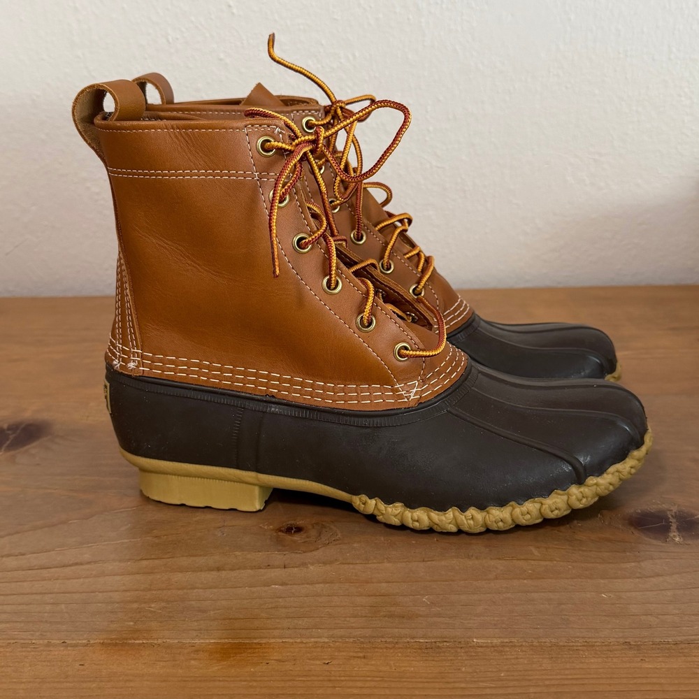 LL Bean Boots 8" Mens 9 M Duck Boots Tan Brown Waterproof Made in USA 175052 - Picture 5 of 14
